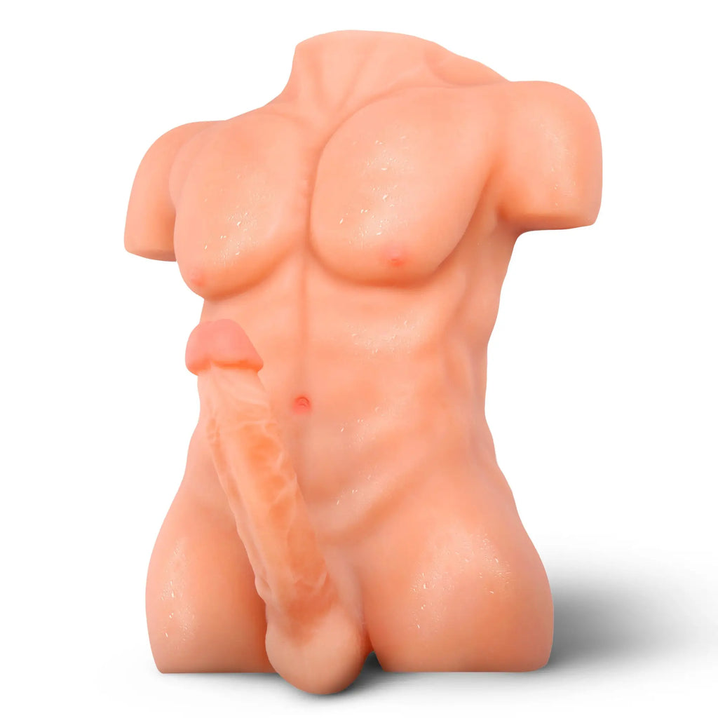 SexFlesh Chiseled Chad male torso love doll in light skin tone with a muscular, defined physique.
