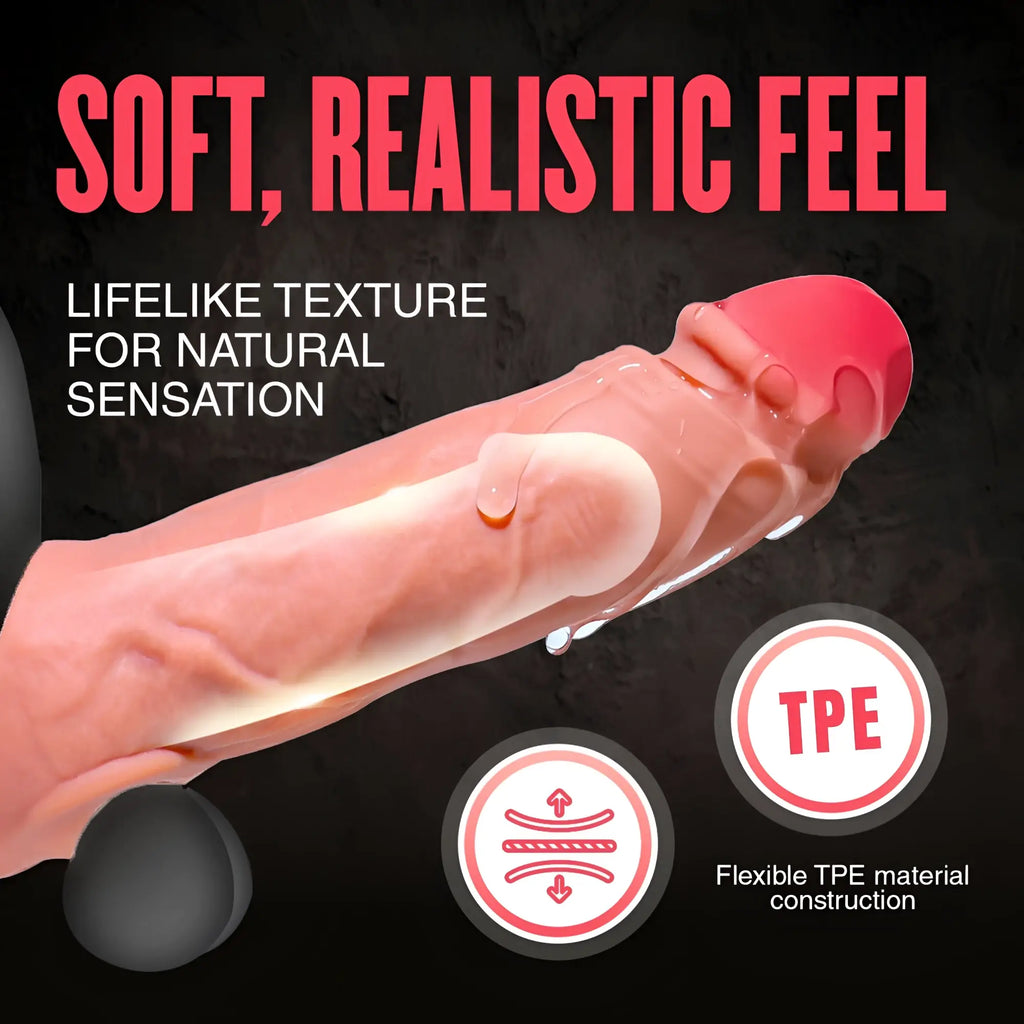 SexFlesh Fat Jack penis extender in skin-tone, featuring realistic texture and flexible TPE material construction.