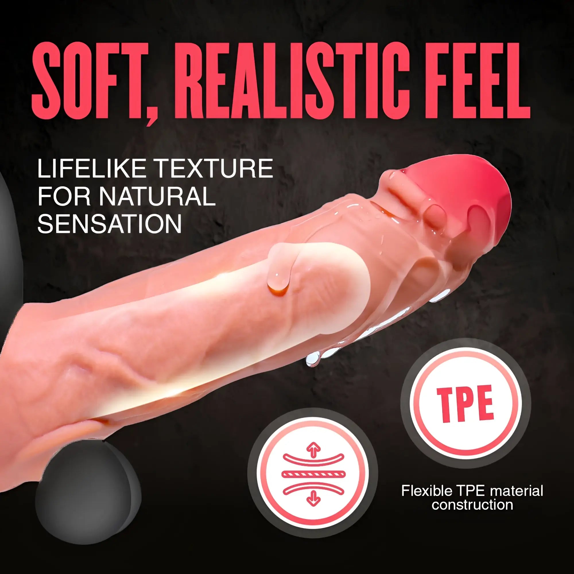 SexFlesh Fat Jack penis extender in skin-tone, featuring realistic texture and flexible TPE material construction.