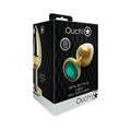 Gold metal large butt plug with emerald green gemstone branded ouch for intimate use