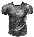 Silver Leaf Tee black and silver textured short-sleeve t-shirt with contrasting black ribbed neckline and cuffs
