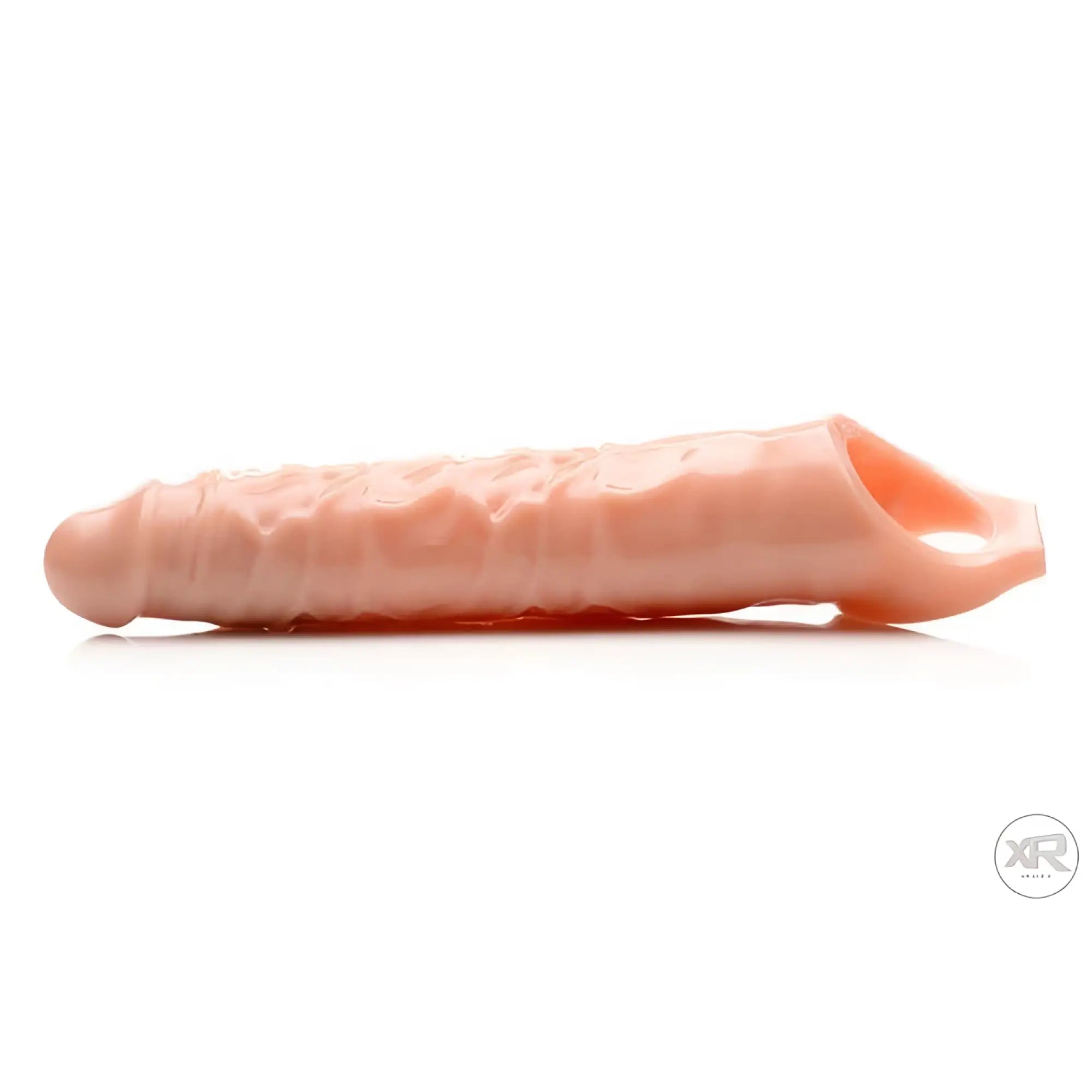 Size Matters 3-inch extender sleeve in flesh color, featuring a textured, realistic design on a plain white background.
