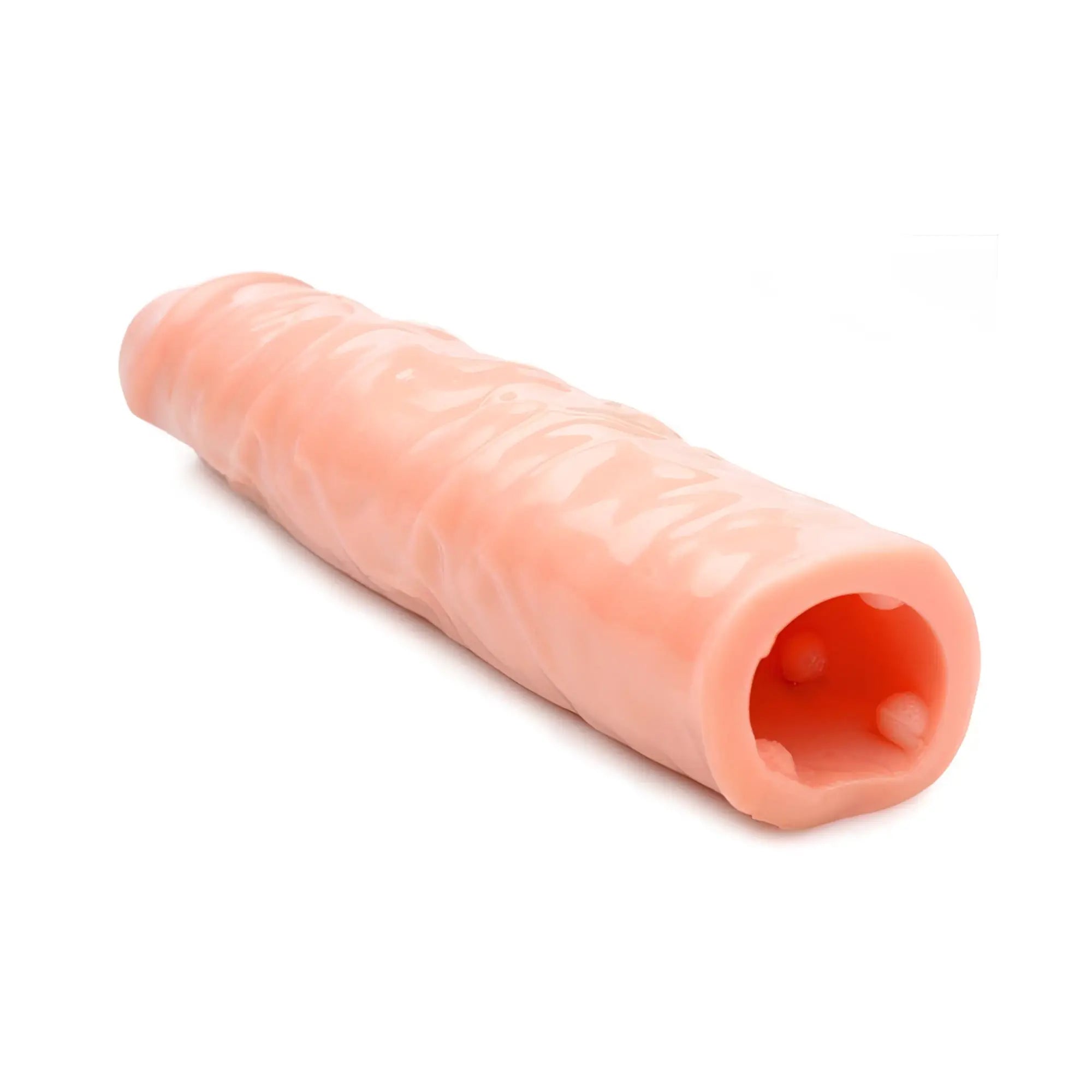 Size Matters 3-inch flesh-colored penis enhancer sleeve with a textured, realistic appearance and open-ended design.