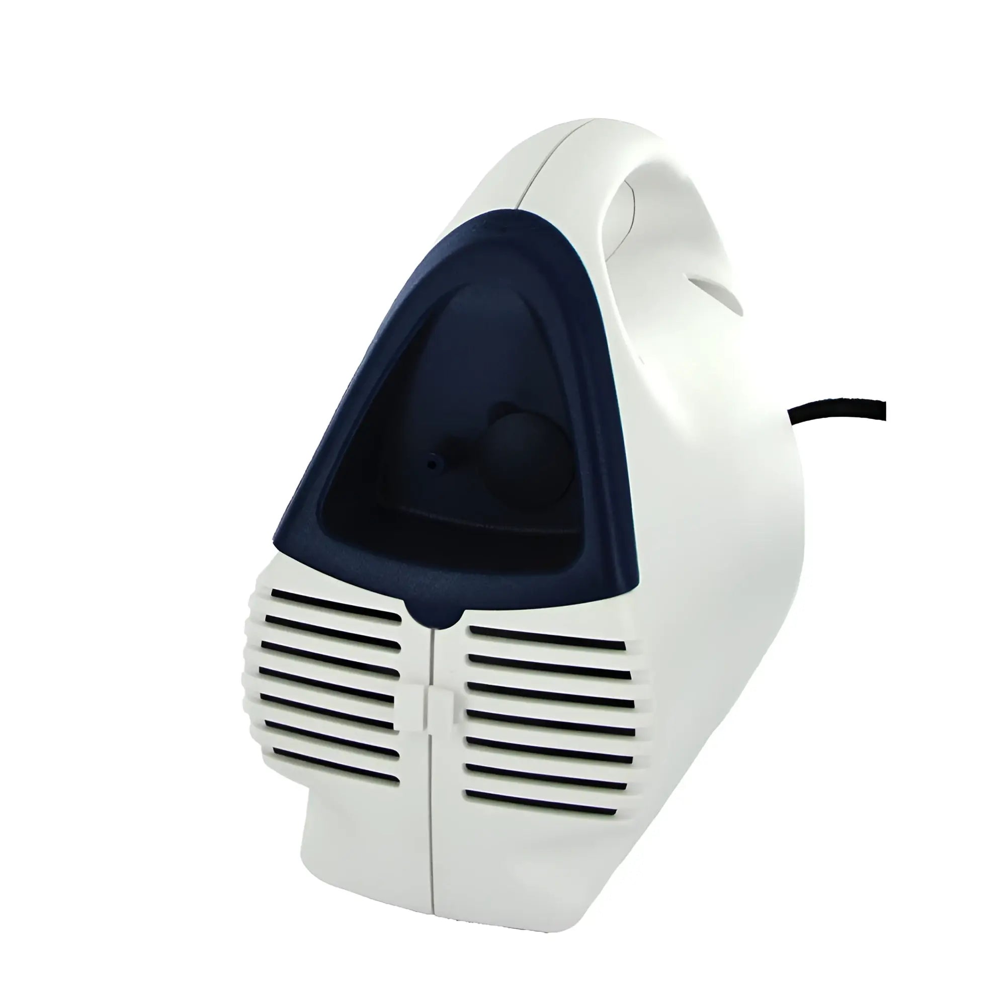 Size Matters Deluxe Electric Pump: A white, ergonomic handheld pump unit with a dark blue accent and vent slats.