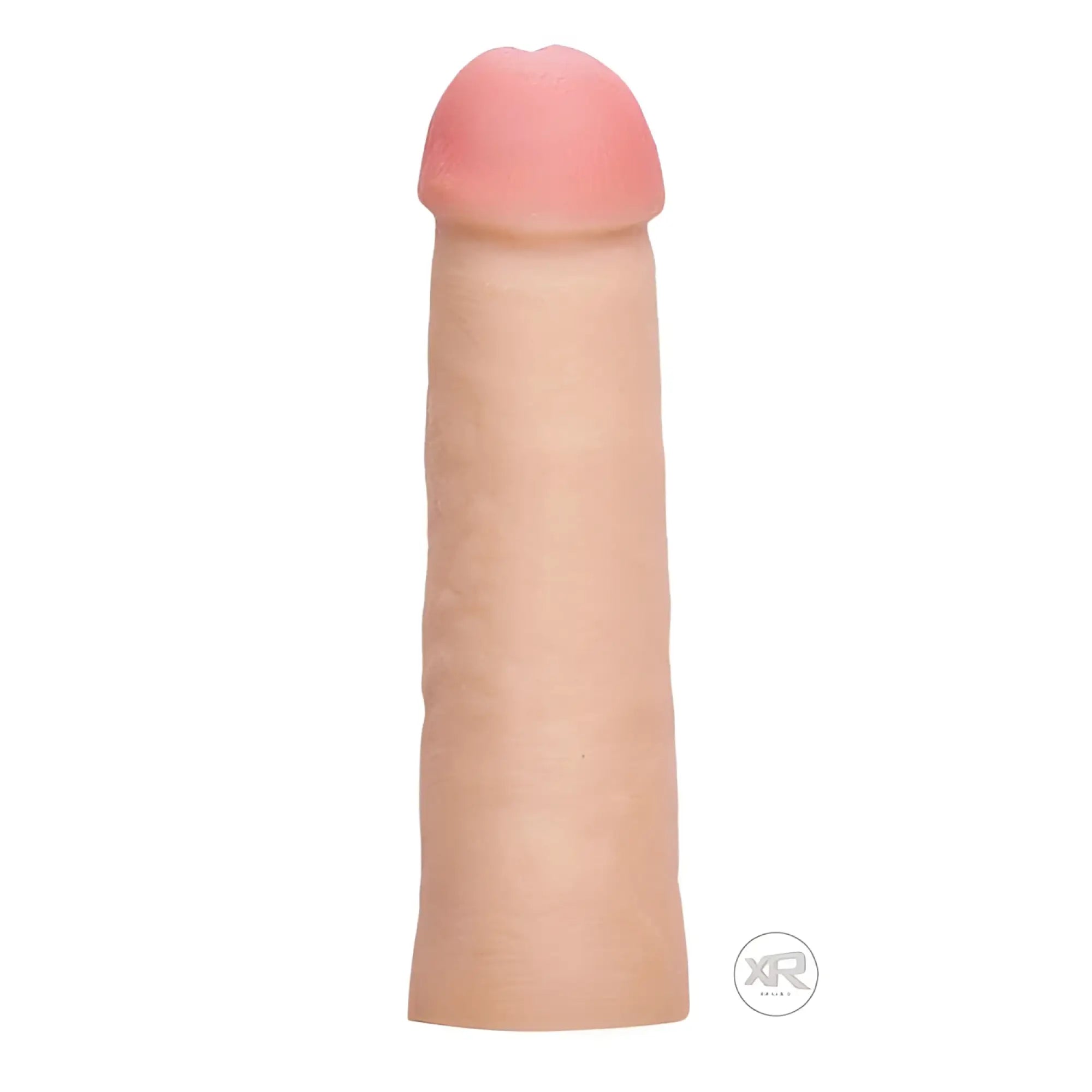 Size Matters Mega Enlarger: A realistic, skin-toned, textured silicone penis enhancement sleeve on a white background.