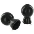 Two black, rounded Size Matters Nipple Boosters with flared bases set against a plain white background.