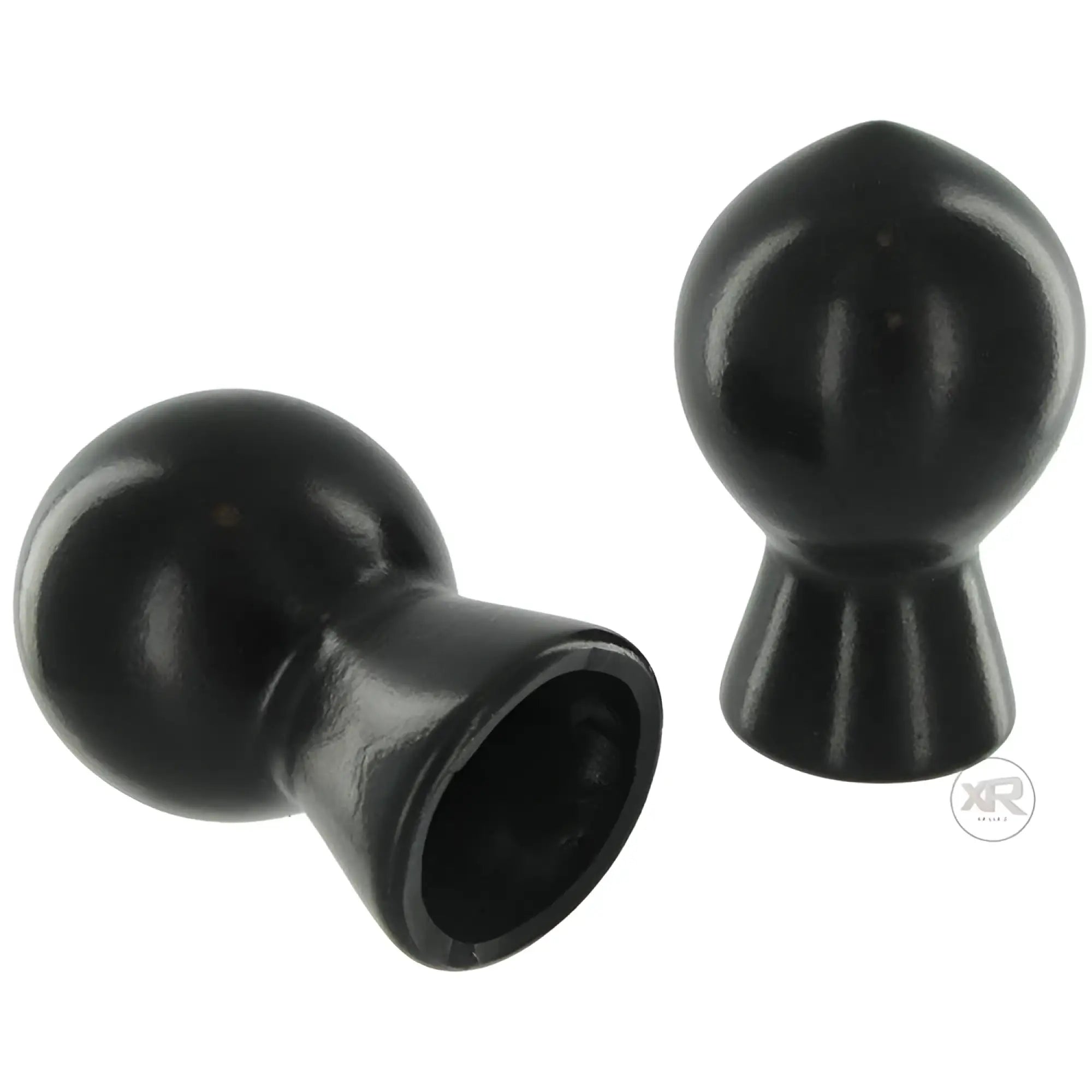Two black, rounded Size Matters Nipple Boosters with flared bases set against a plain white background.