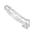 Size Matters Realistic Clear Penis Enhancer and Ball Stretcher, a textured, transparent silicone sleeve.