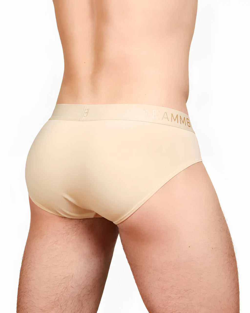 Beige skin brief amazing ammb briefs with a subtle logo band made from soft breathable fabric