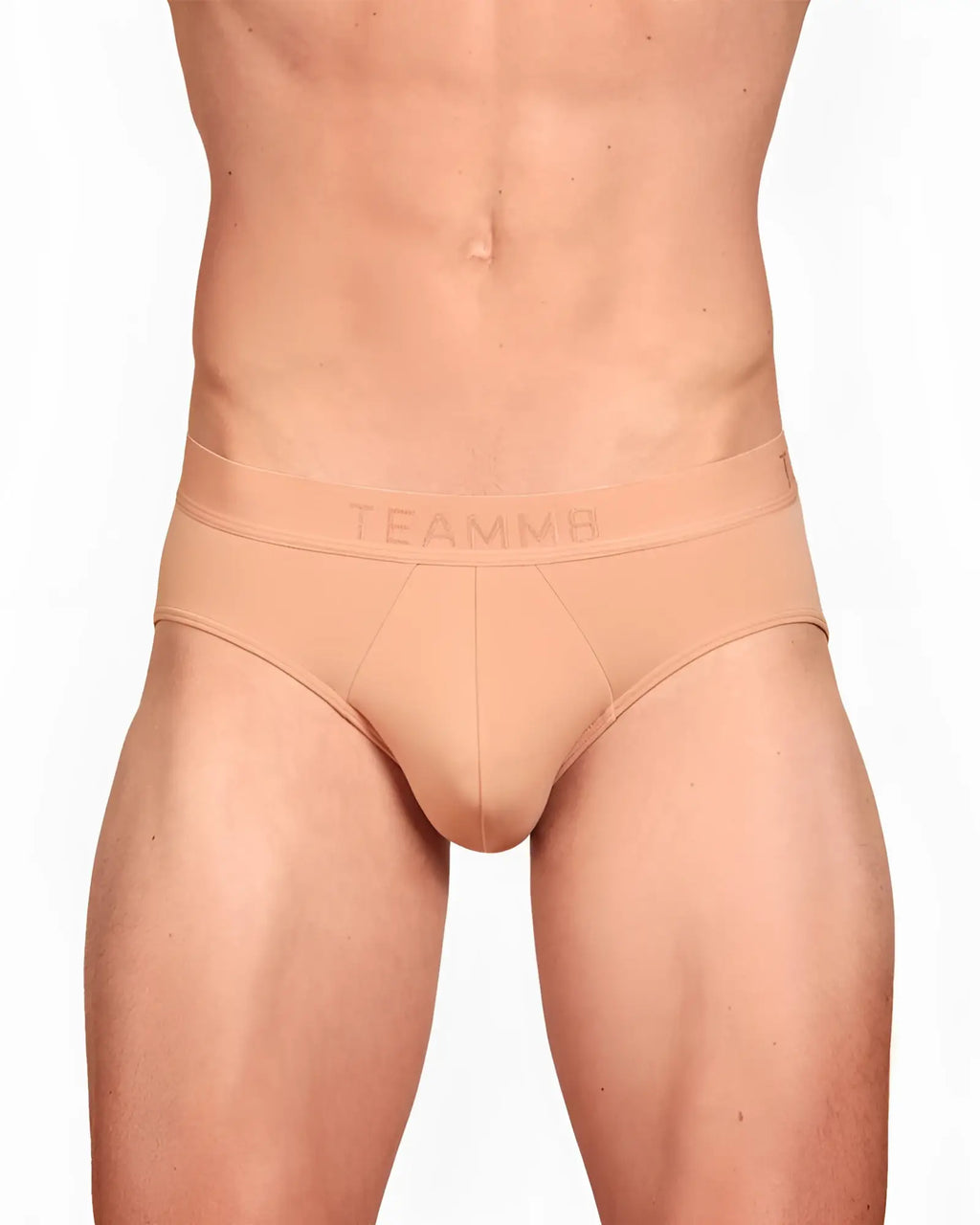 Beige skin brief fabulous team briefs with smooth form fitting design and subtle brand logo on the waistband