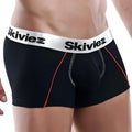 Black skiviez SZG017 boxer trunk briefs with white waistband branded in black and orange side stitching