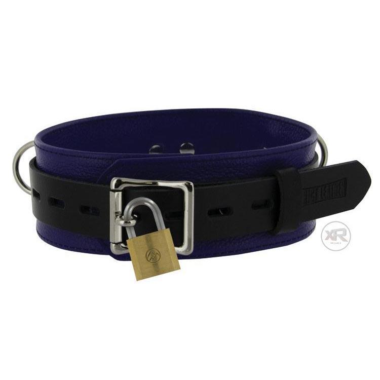 Strict Leather Deluxe Verschließbares Halsband in Schwarz und Blau