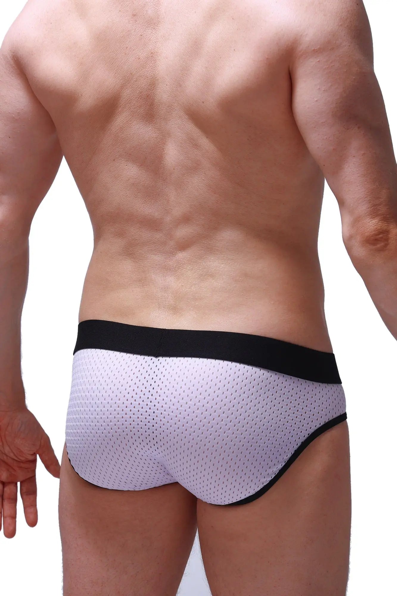 Slip maray bee white mesh briefs with black elastic waistband and trim for breathable comfortable wear