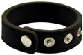 Black leather snap neoprene ring bracelet with silver-toned snap buttons for stylish secure wear