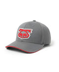 Gray snout cap 3.0 baseball cap with red and white embroidered logo on the front made of durable fabric