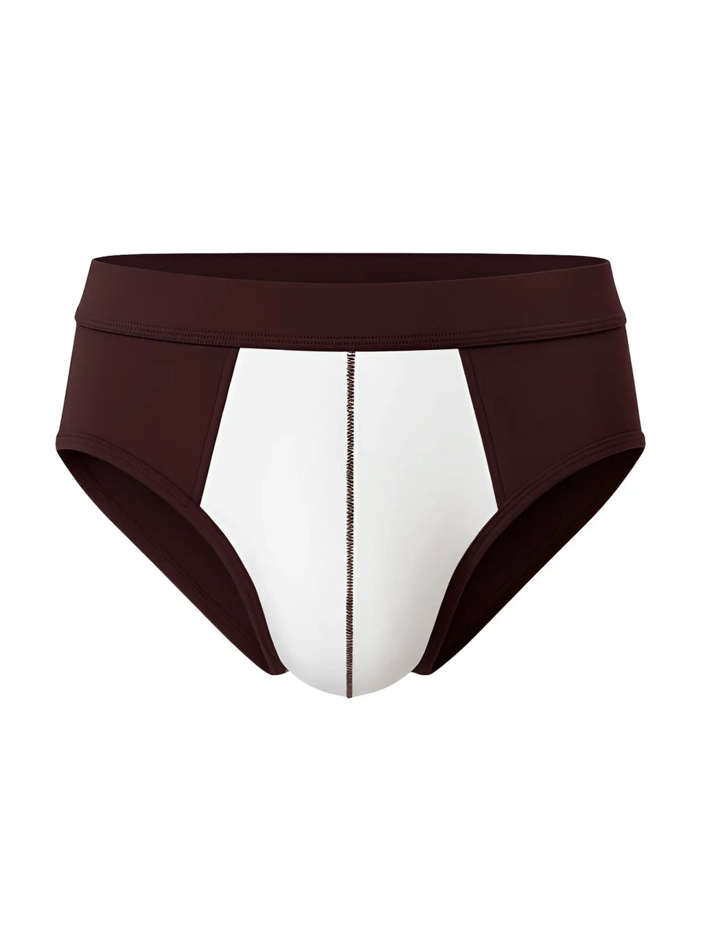 Soft stretch contrast brief athletic briefs in brown and white with a central seam detail for comfortable support