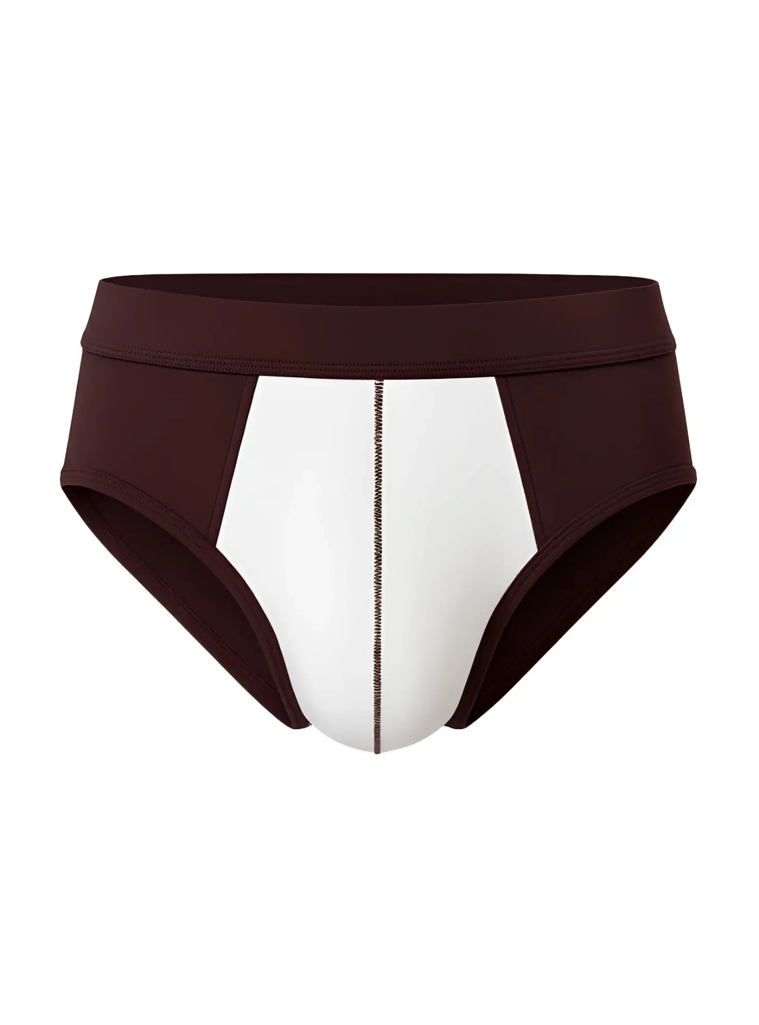 Soft stretch contrast brief athletic briefs in brown and white with a central seam detail for comfortable support