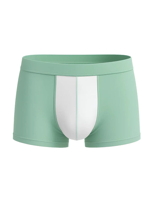 Mint green and white soft stretch contrast trunk boxer briefs with smooth stretchy fabric for comfortable wear