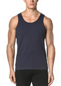 Navy blue sleeveless solid stretch jersey tank top designed for comfortable casual wear