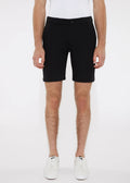 Black tailored chino shorts solid stretch knit short with modern cut and subtle stitching details