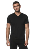 Black v-neck cotton t-shirt sorona v-neck tee featuring soft breathable fabric for everyday casual wear