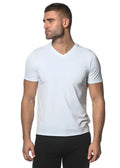 White sorona v-neck tee made of sustainable fabric featuring short sleeves perfect for casual wear