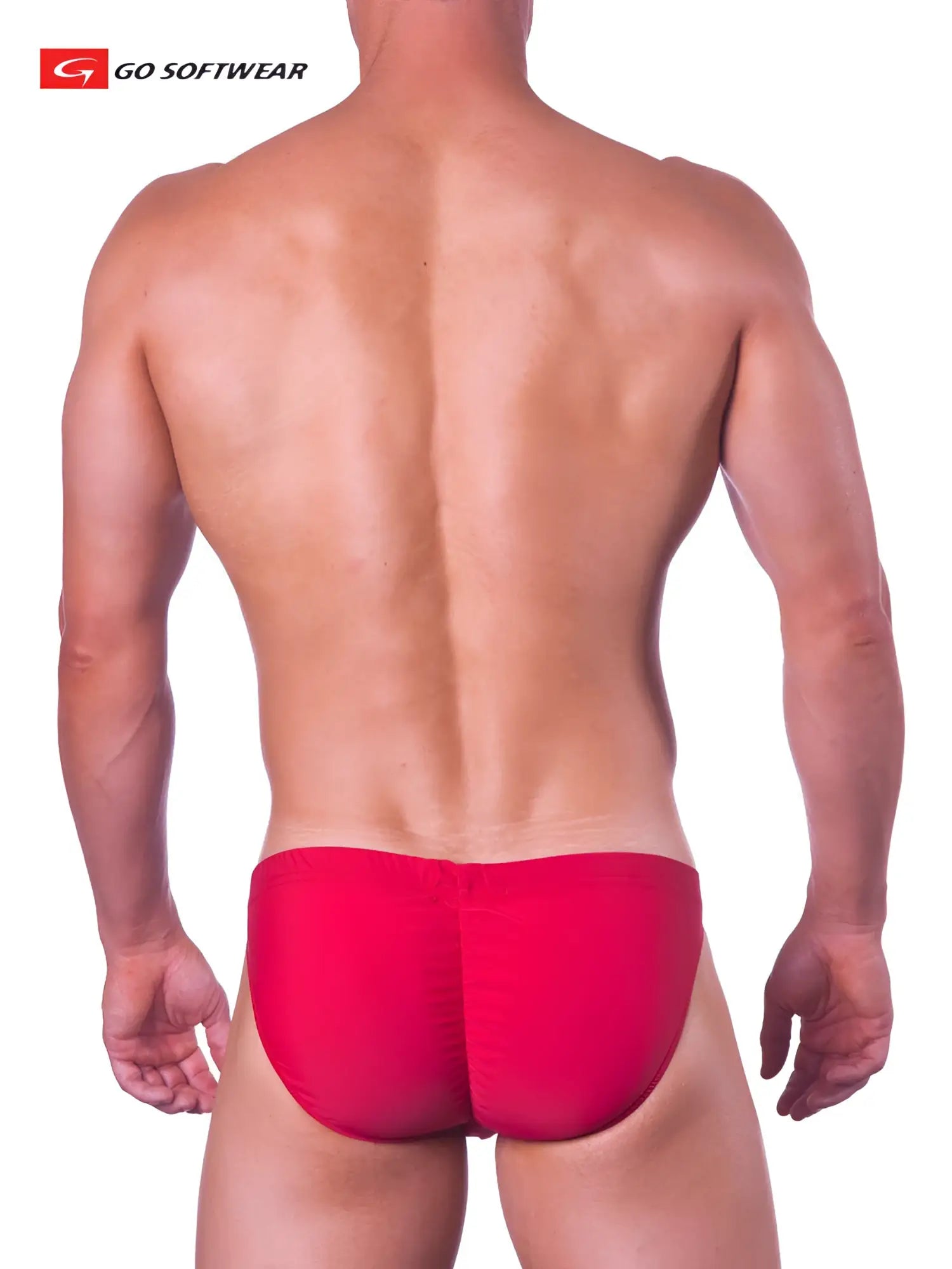 Red go softwear swim trunks sport buns bikini in red featuring a sporty fit ideal for active swimwear use