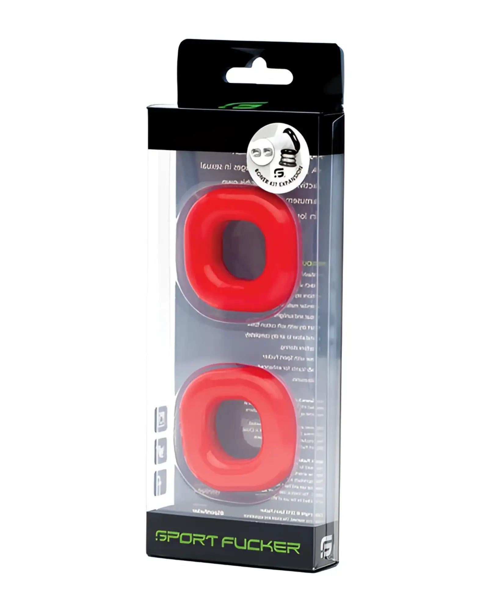 Red silicone sport flogger grips in black and clear packaging for sport fucker boner expansion kit red