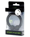 Black rubber sport fucker with green logo and branding on packaging for sport fucker bullring product