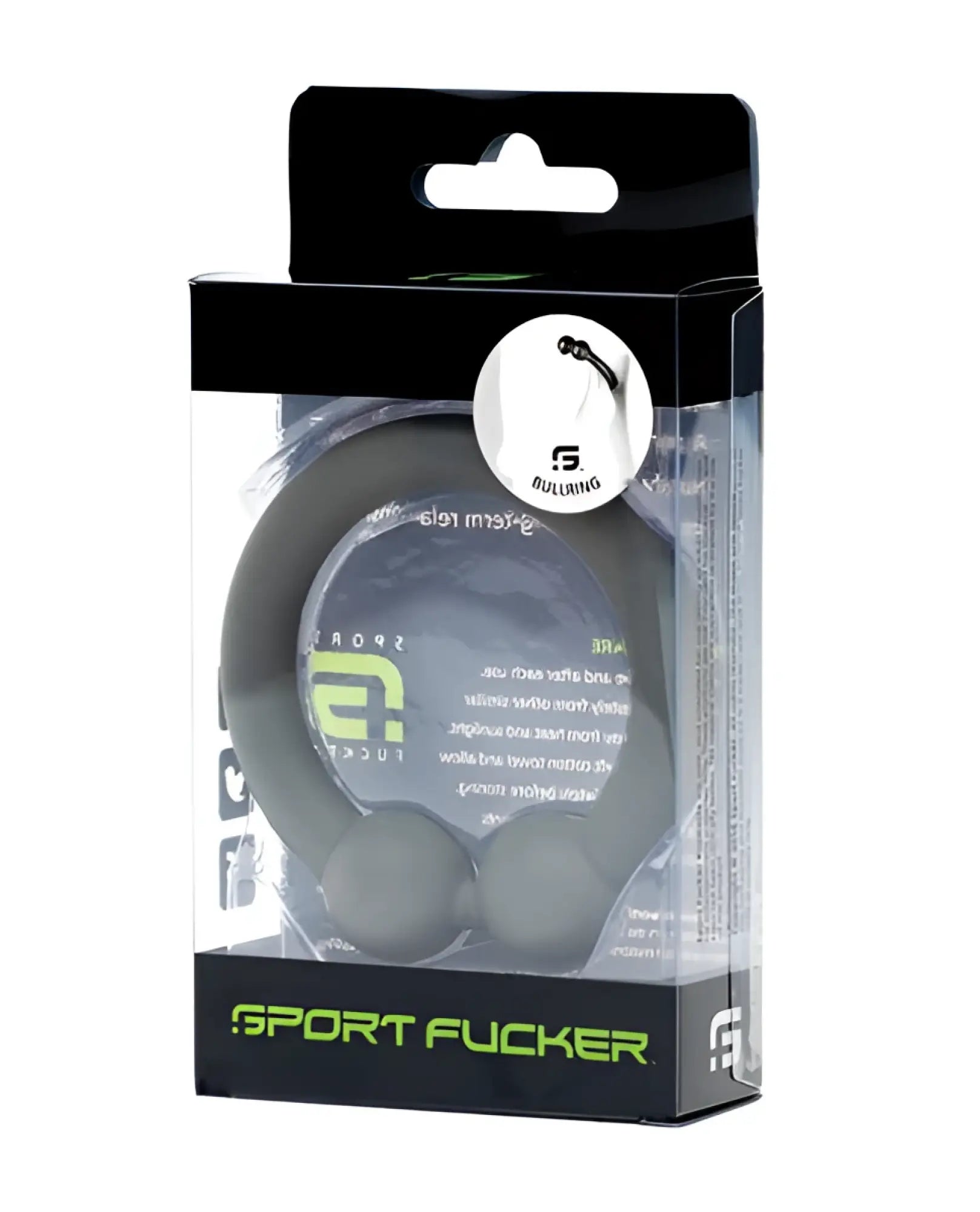 Black and neon green sport fucker bullring metal neck brace in clear plastic packaging designed for sports protection