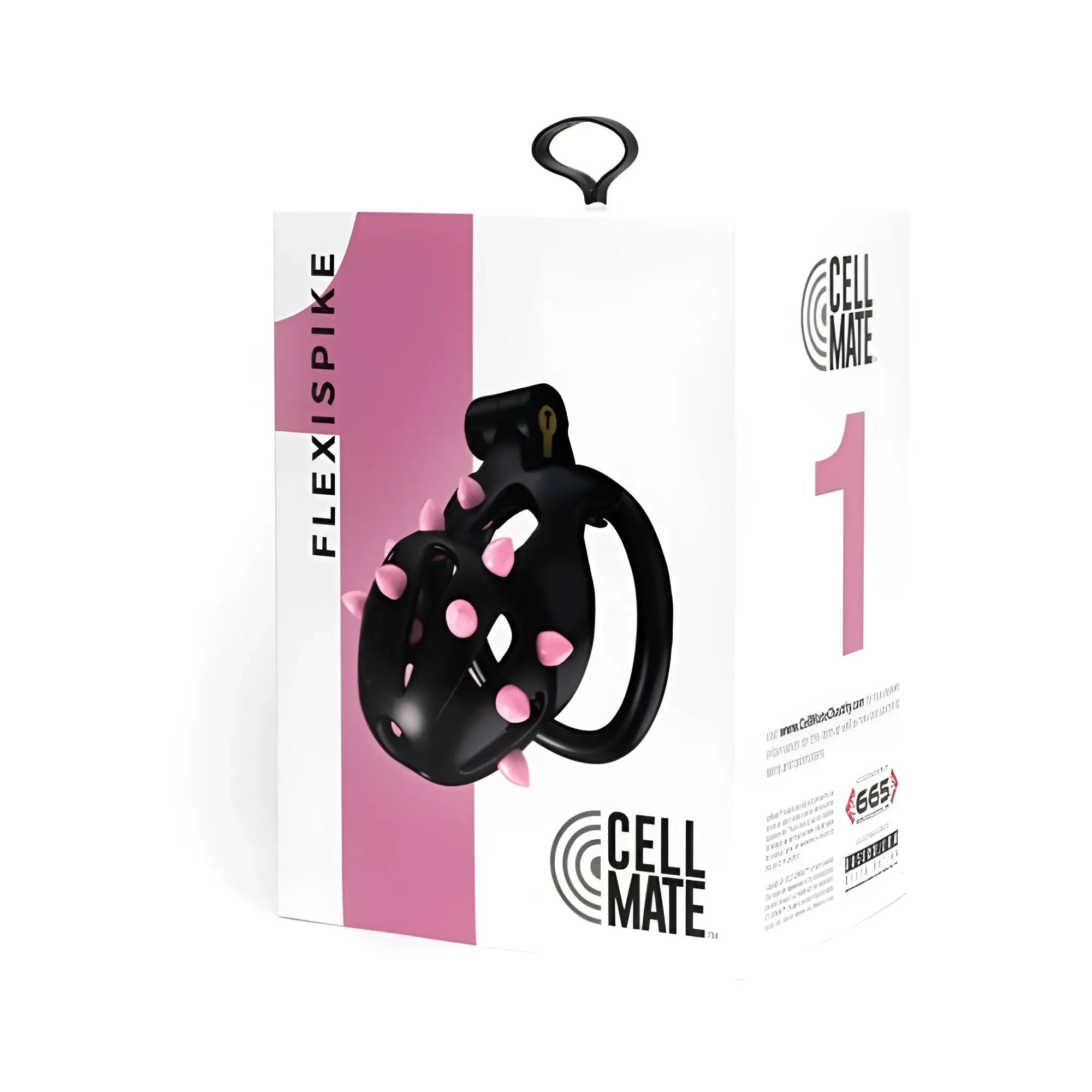 Black and pink flexispike chastity cage by cellmate sport fucker size 1 designed for secure wearable use