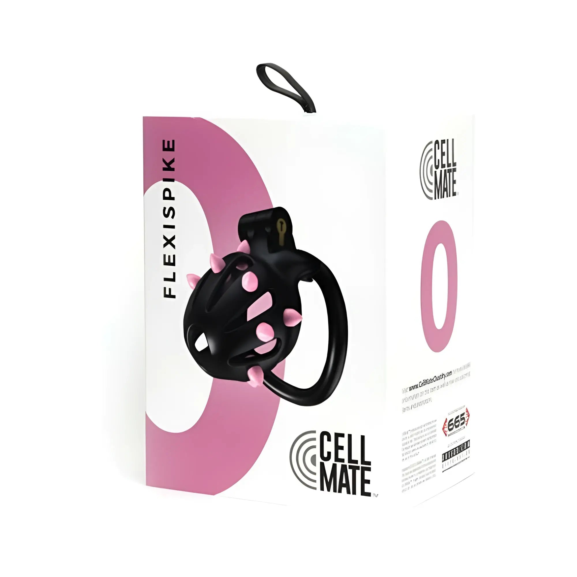 Black and pink flexispike chastity cage by Cellmate with sleek spiked design Sport Fucker size 0