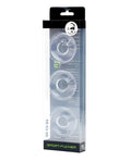 Clear plastic sport fucker chubby cock rings pack of 3 in black and transparent packaging