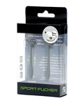 Gray metal cum plug kit in black and green sport fucker packaging for advanced pleasure play
