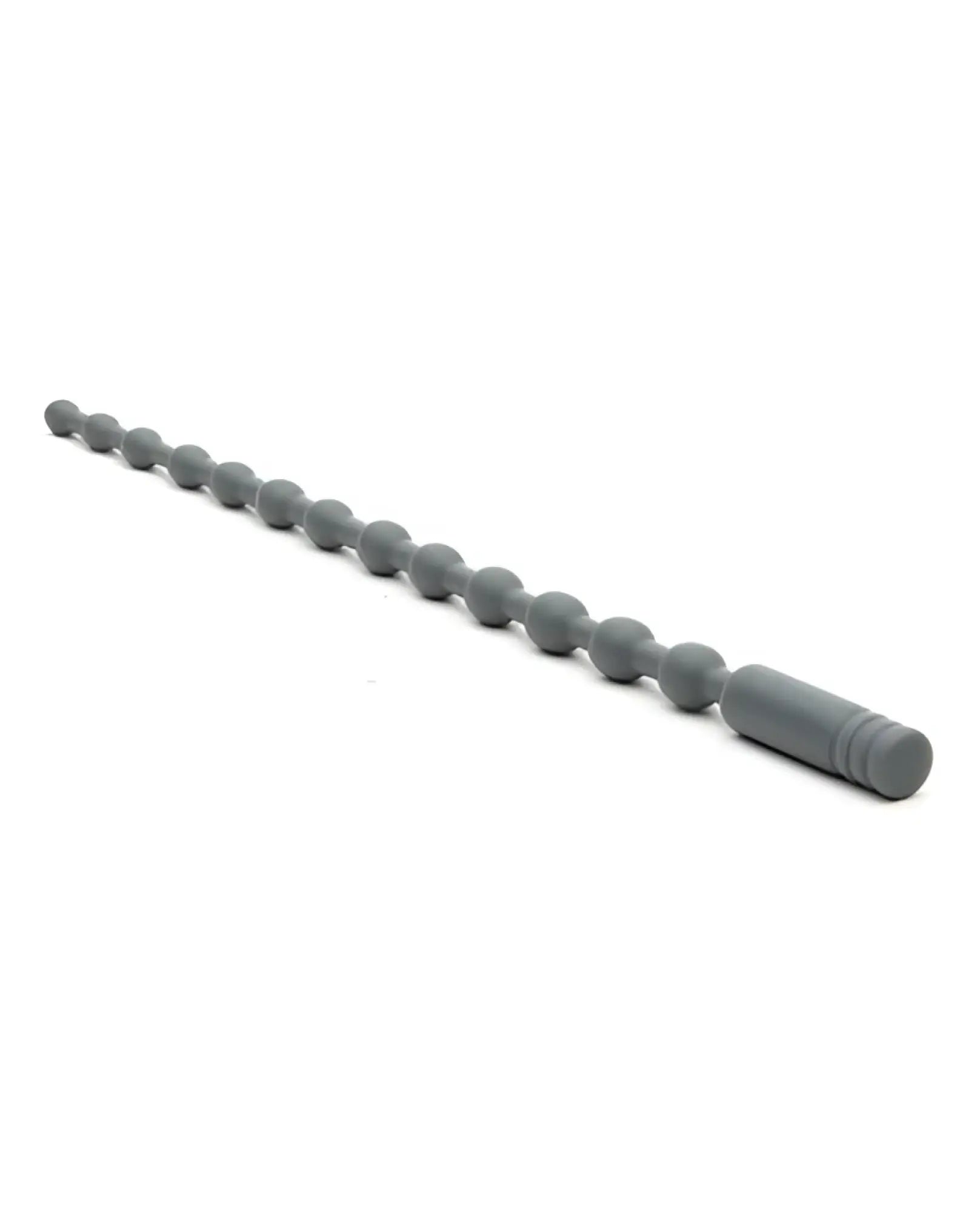 Gray silicone massage wand sport fucker depth charge sound with rounded beads and a solid cylindrical handle