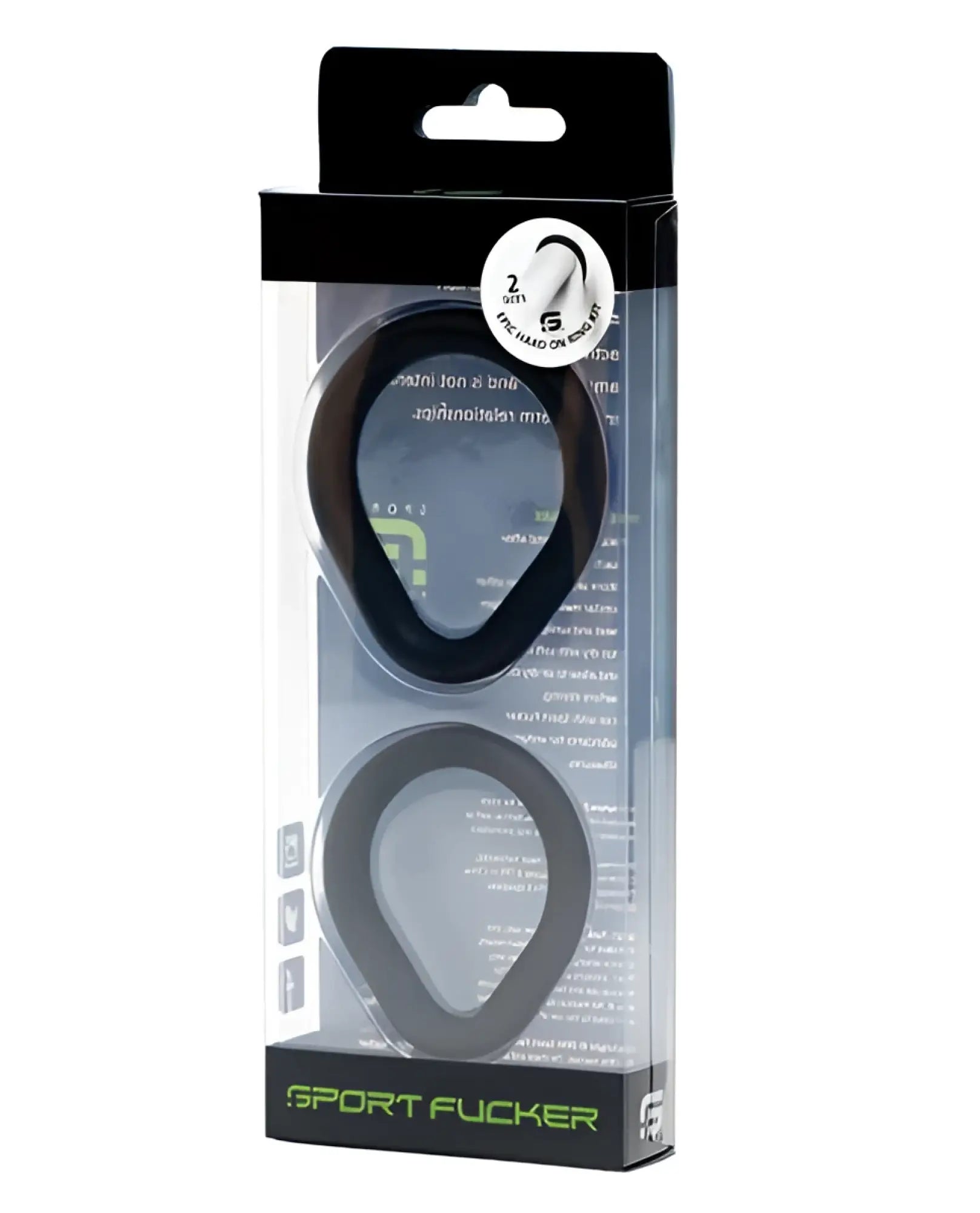 Black silicone sport fucker ring in clear packaging from the sport fucker epic hard on kit for enhanced performance