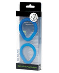 Blue silicone sport flogger rings in clear plastic package from sport fucker epic hard on kit for enhanced performance
