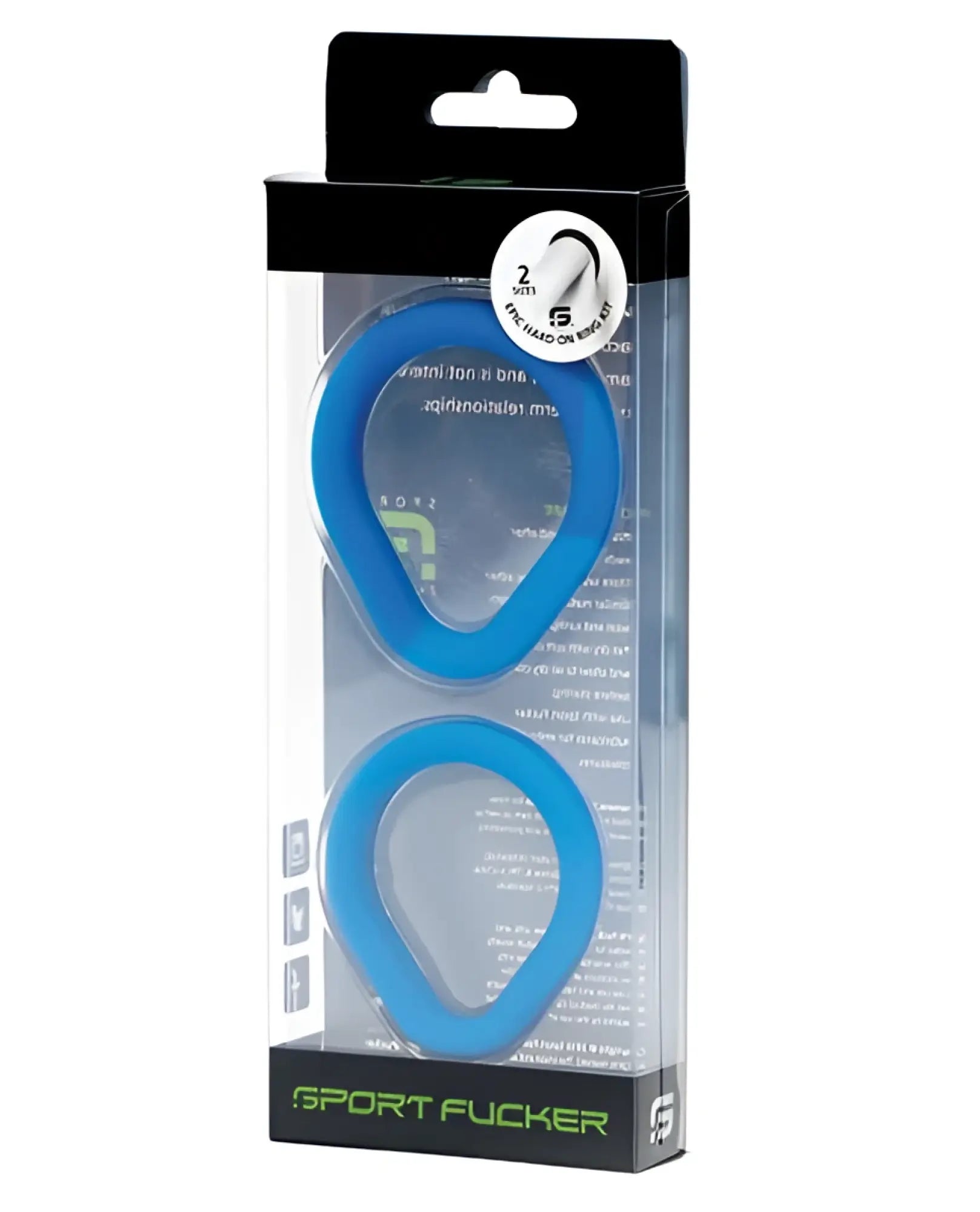 Blue silicone sport flogger rings in clear plastic package from sport fucker epic hard on kit for enhanced performance