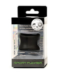 Black silicone ergonomic ball 30mm packaged in clear and black retail box labeled sport fucker for sport use