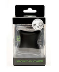 Sport fucker ergo balls 40mm black liquid silicone in clear plastic package with green branding and text