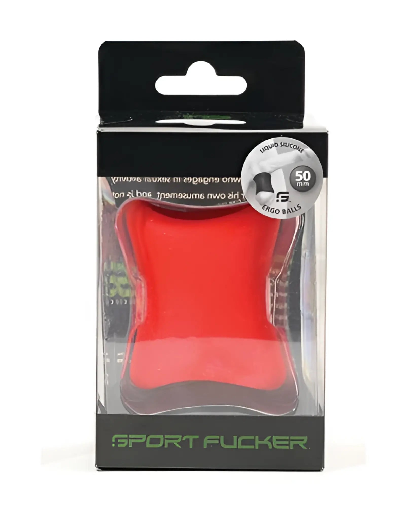 Sport fucker ergo balls 50mm red red silicone ergonomic ball in black and clear plastic package