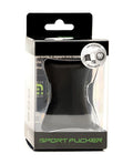 Black liquid silicone sport fucker ergo balls 60mm in clear plastic package with green branding