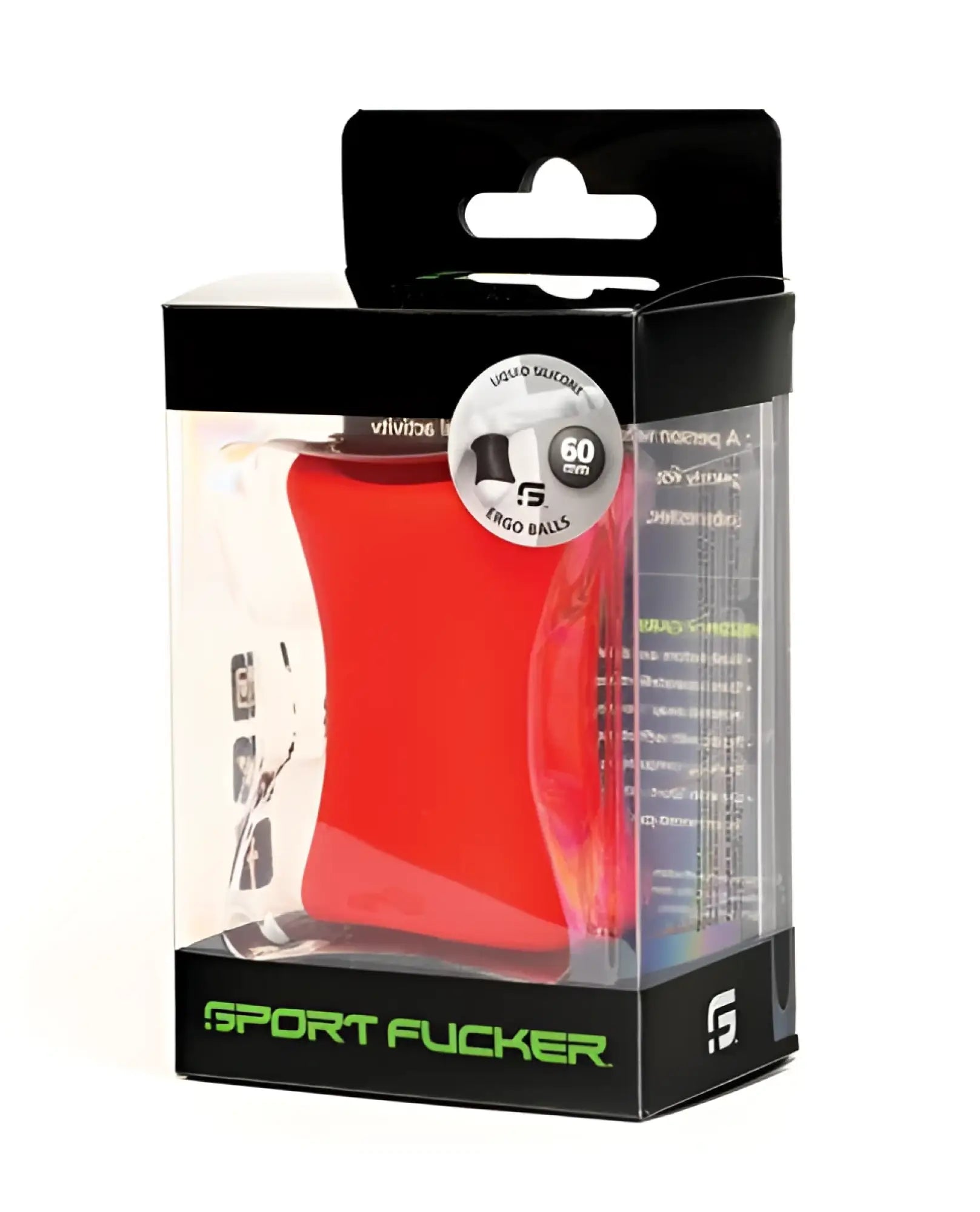 Red silicone sport fucker ergo balls 60mm liquid squeeze ball in black and clear plastic package
