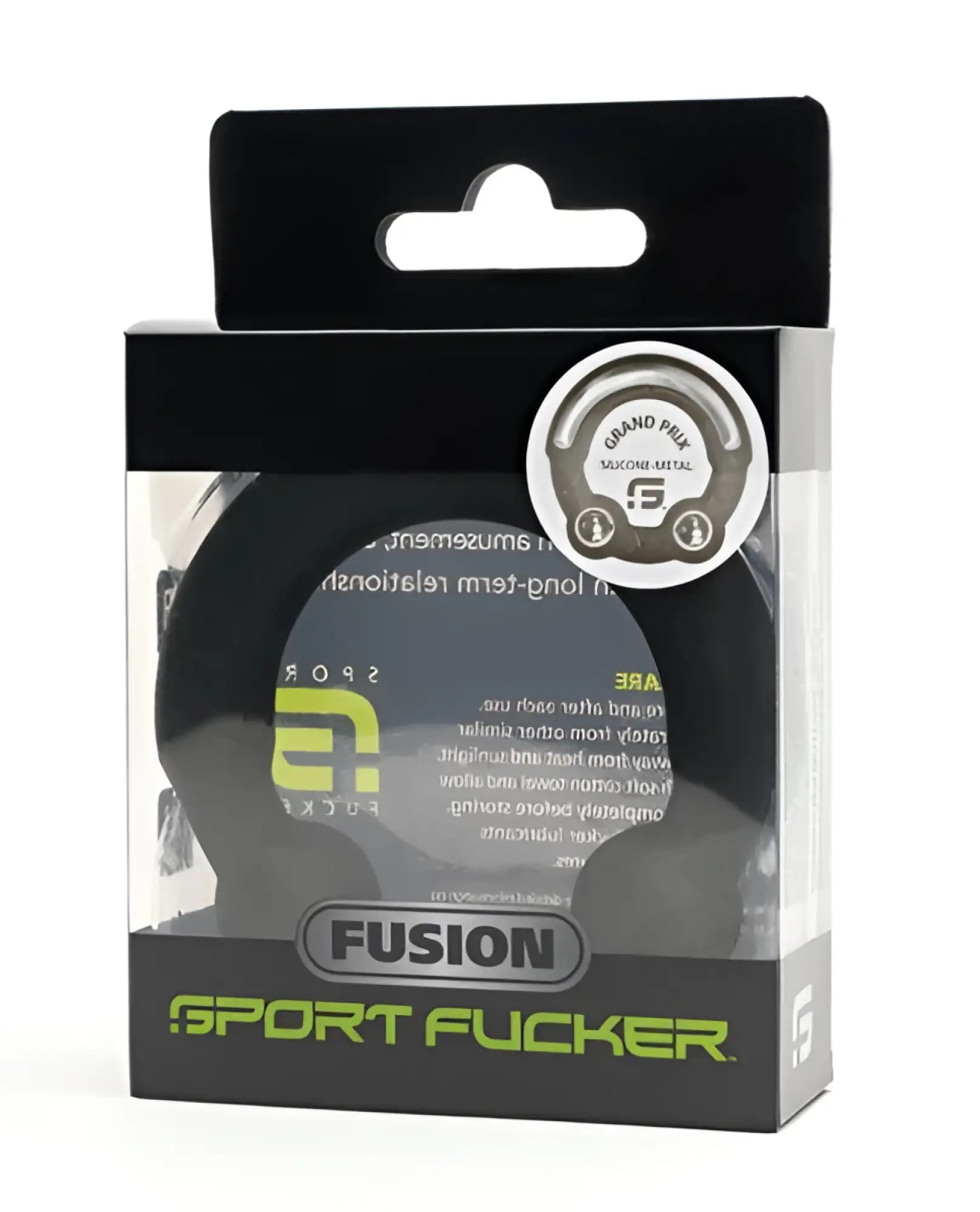 Black silicone metal sport fuser fusion ring large in packaging from sport fucker grand prix collection