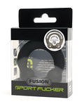 Black silicone metal sport fucker grand prix fusion ring in packaging designed for athletic performance