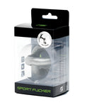 Silver metallic sport fucker half guard metal sports protection device in clear packaging