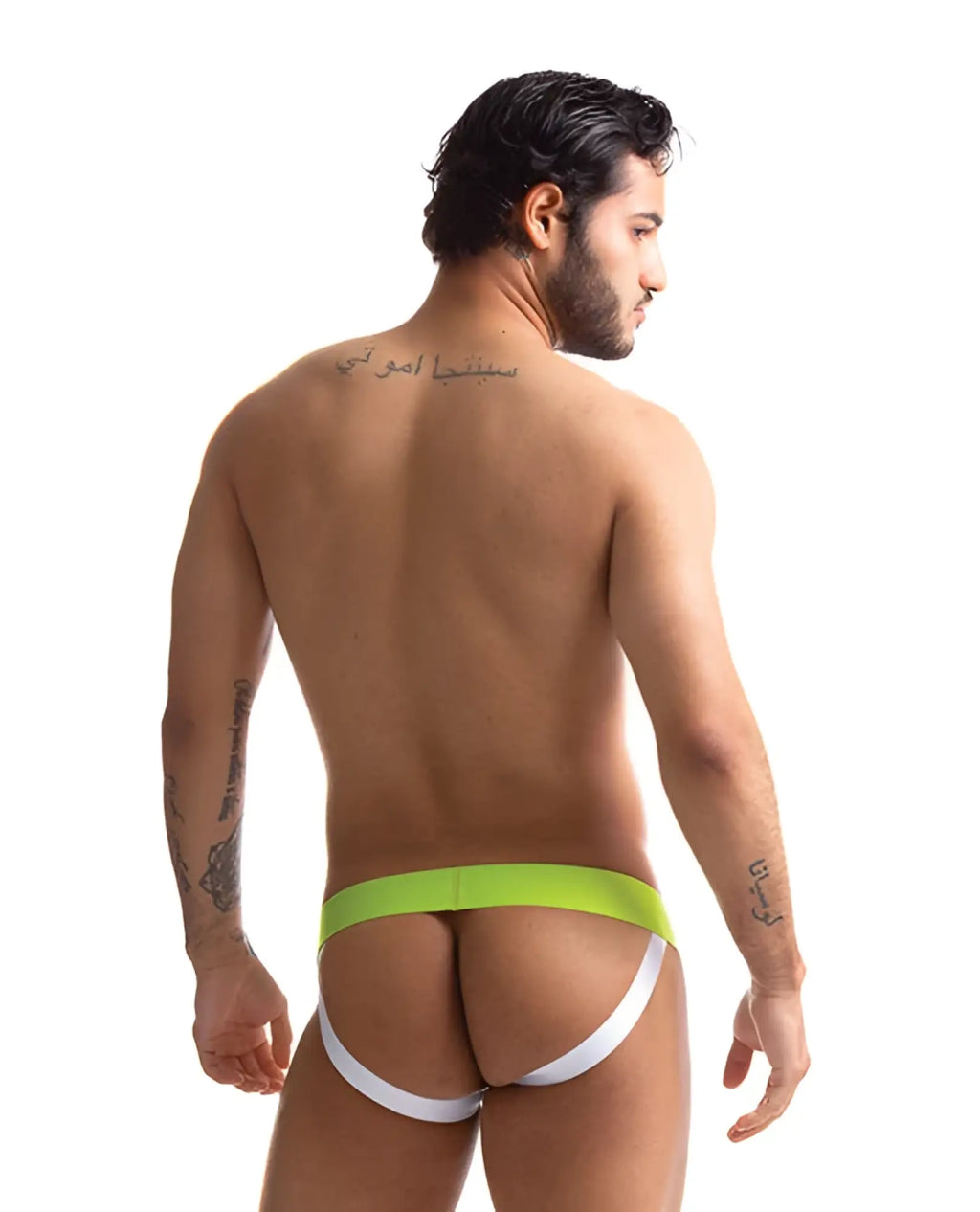 Sport fucker jersey jock athletic briefs in bright neon green and white with a sleek modern design