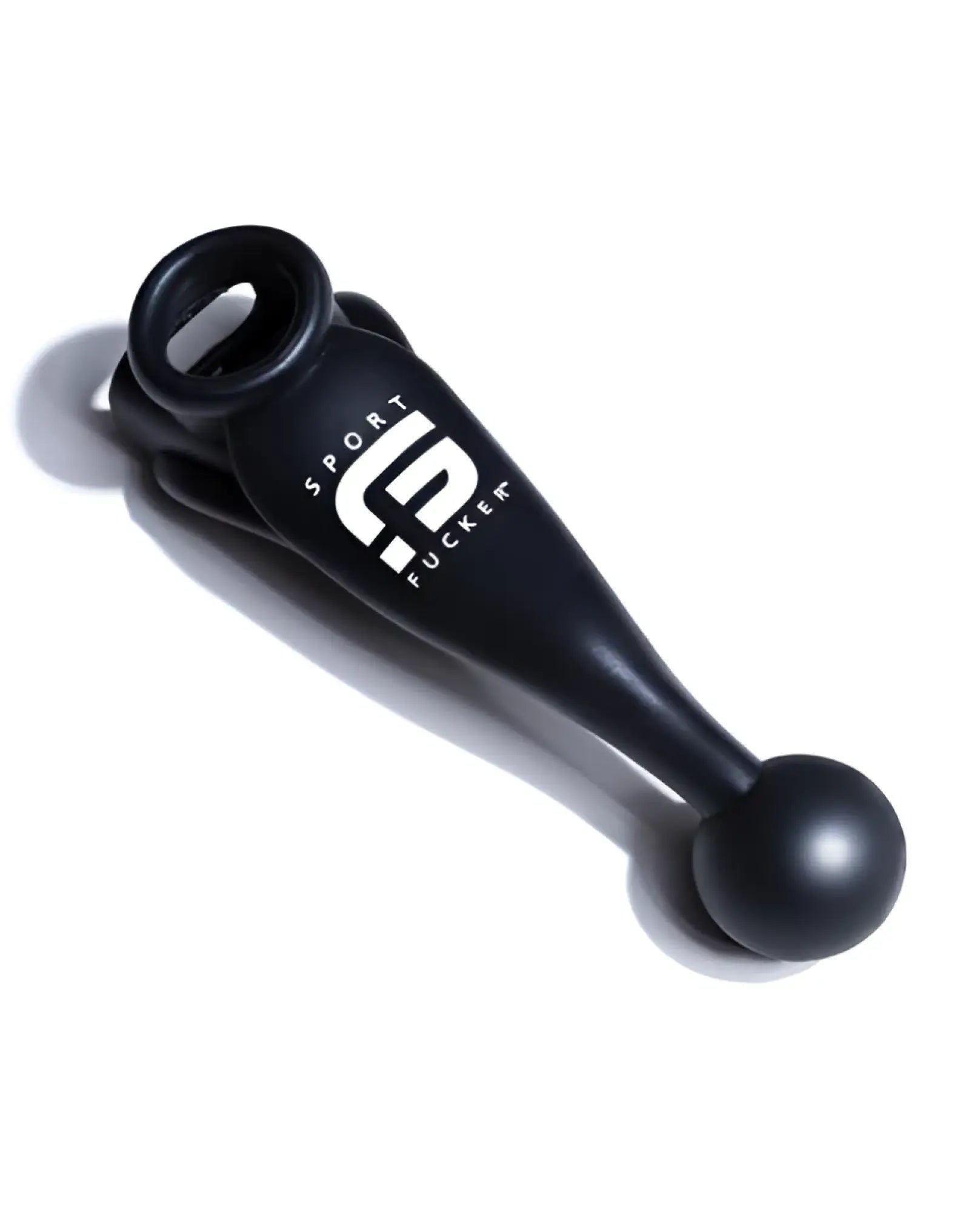 Black sport fucker branded grip handle with matte finish and spherical end on sport fucker meat harness black