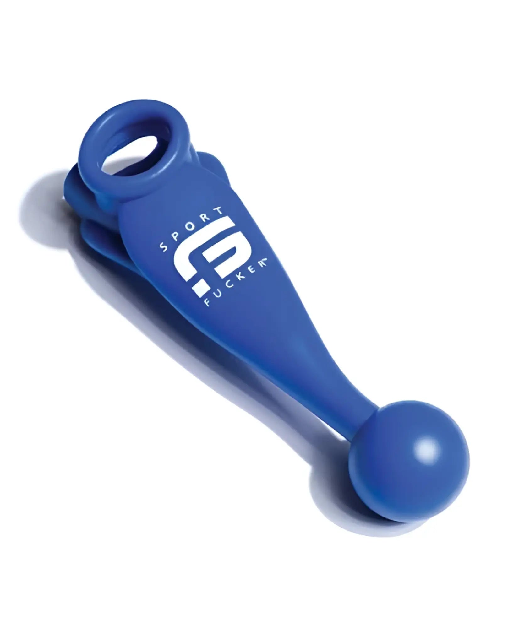 Blue plastic sport fucker meat harness grip tool with rounded handle and looped end for secure sport use