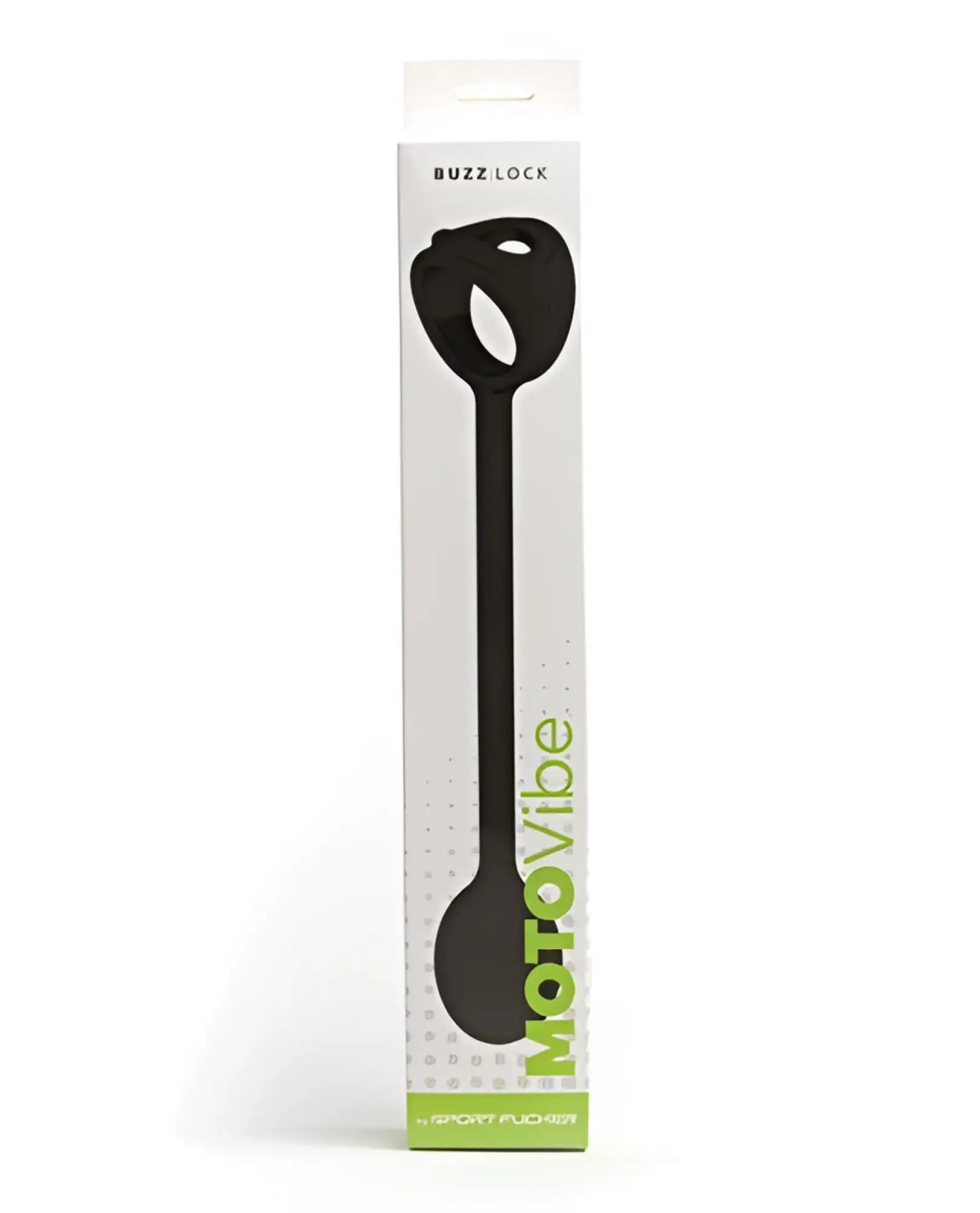 Sport fucker motovibe buzz lock black adult toy with sleek elongated handle and rounded base for hands-free stimulation